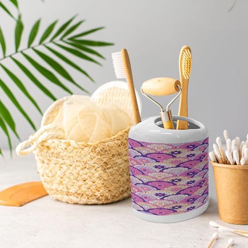 Ambesonne Bohemian Soap Toothbrush Holder Set 2 Pcs Ceramic Quartz Peach and Pink
