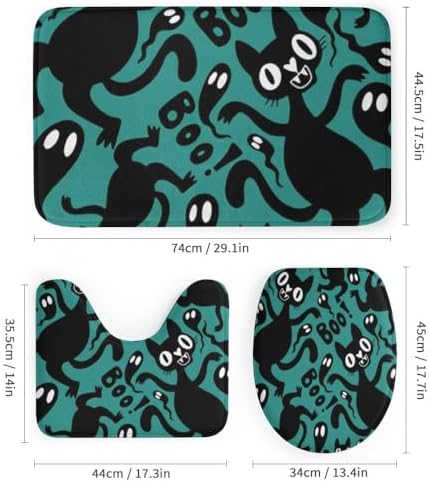 Kuizee Halloween Animals Shower Curtain Set 4 Pieces