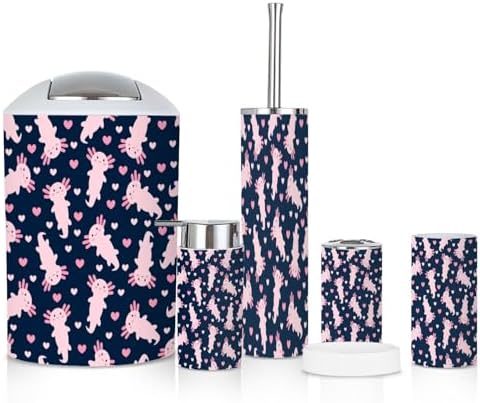 6 Piece Axolotl Bathroom Accessories Set 1