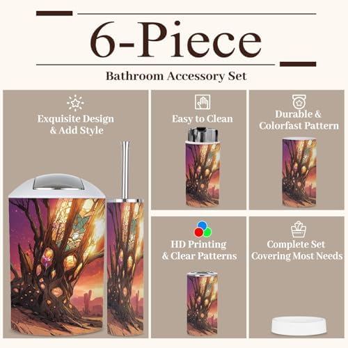 6 Piece Abstract Desert Bathroom Accessories Set