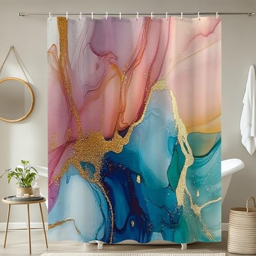 4 Piece Shower Curtain Set with Non-Slip Mats