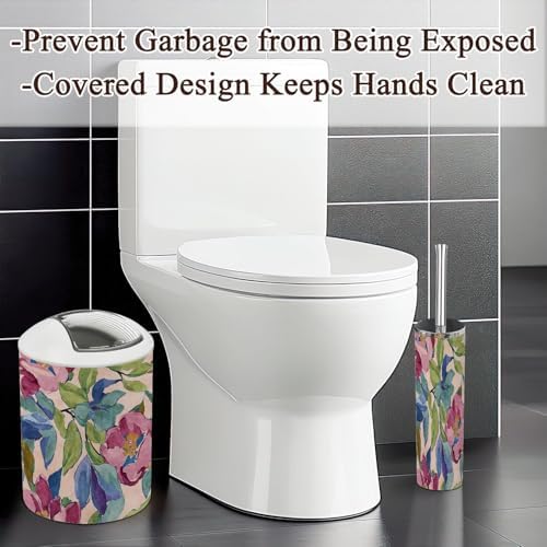 6-Piece Boho Bathroom Accessories Set with Tropical Flowers