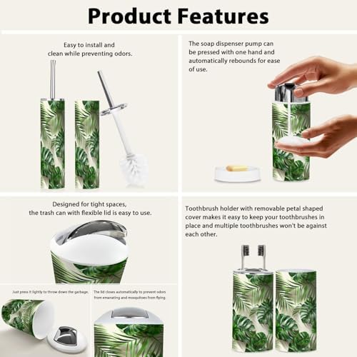 Boho Tropical Bathroom Accessory Set 6 Piece 1