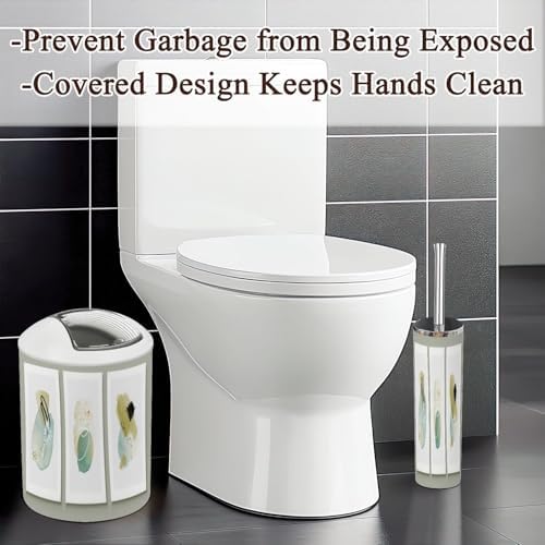 6 Piece Bathroom Accessories Set Teal Peach Boho Style