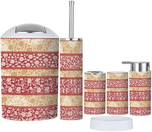 Traditional Chinese Floral 6-Piece Bathroom Accessories Set