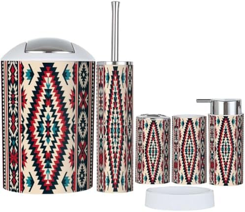 TRANQDEHOM Bathroom Accessory Set 6 Piece Boho Design