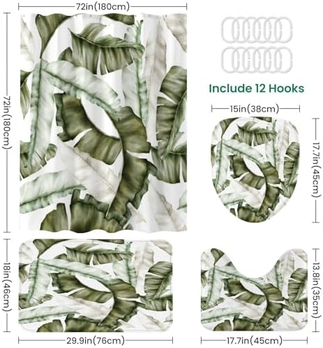 JCOOKLOFTS 4 Piece Luxury Banana Leaf Shower Set