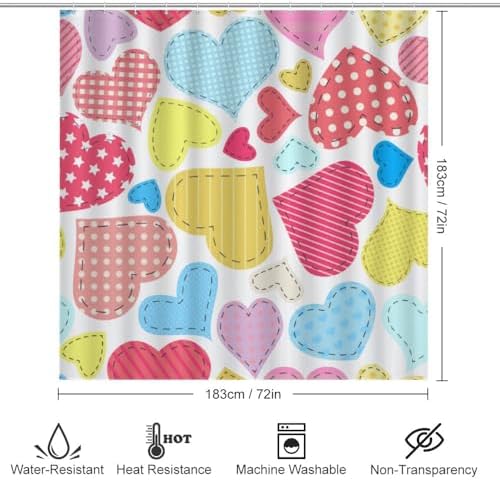 Kuizee Valentine Shower Curtain Set with 4 Pieces Rugs