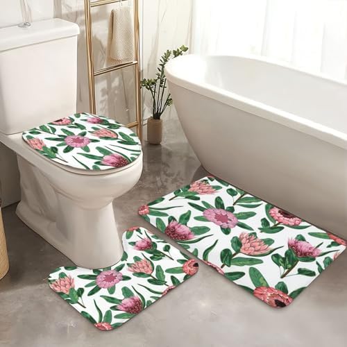 4 Piece Shower Curtain Set with Rugs and Decor