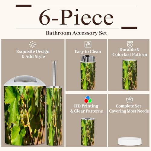 6 Piece Bathroom Accessories Set in Ripe White Grapes