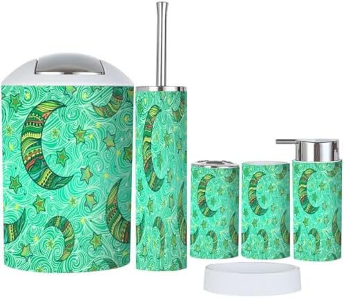 Bathroom Accessories Set 6 Pcs Doodle Night Stars Design