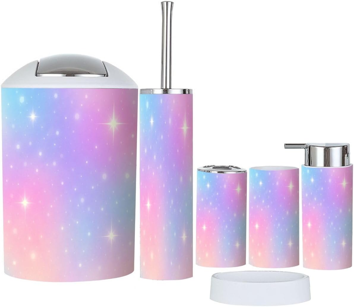 Boho Rainbow Bathroom Accessory Set 6 Piece