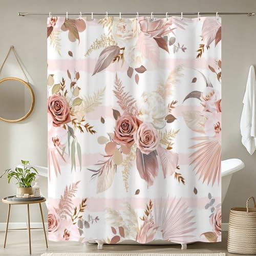 4 Piece Shower Curtain Set with Rugs and Mat Covers