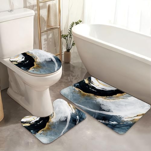 JCOOKLOFTS 4 Piece Shower Curtain Set with Rugs and Mat