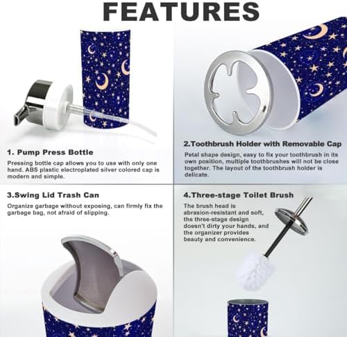 Starry Night Sky Bathroom Accessories Set 6 Pcs