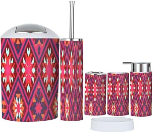 Boho Ikat Art Bathroom Accessory Set 6 Piece