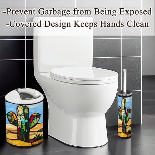 6 Piece Bathroom Accessories Set Stained Glass Cactus Decor