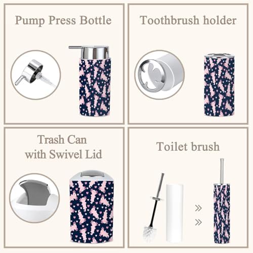 6 Piece Axolotl Bathroom Accessories Set 1