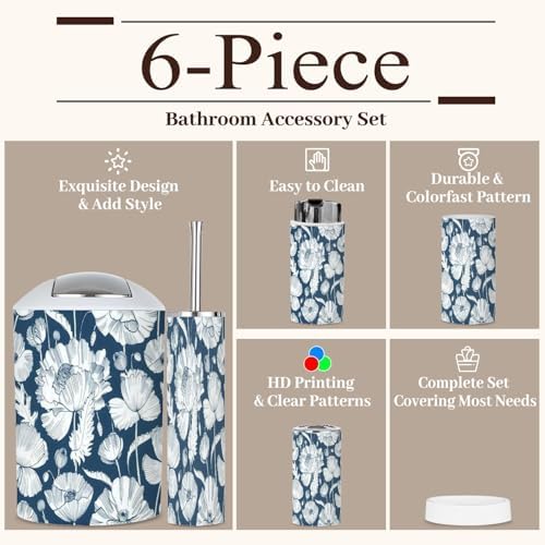 6 Piece Monochrome Bathroom Accessories Set