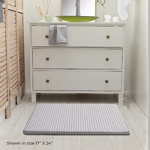 FRESHMINT Ultra Soft Charcoal Memory Foam Bath Mat 17x24 Silver Grey