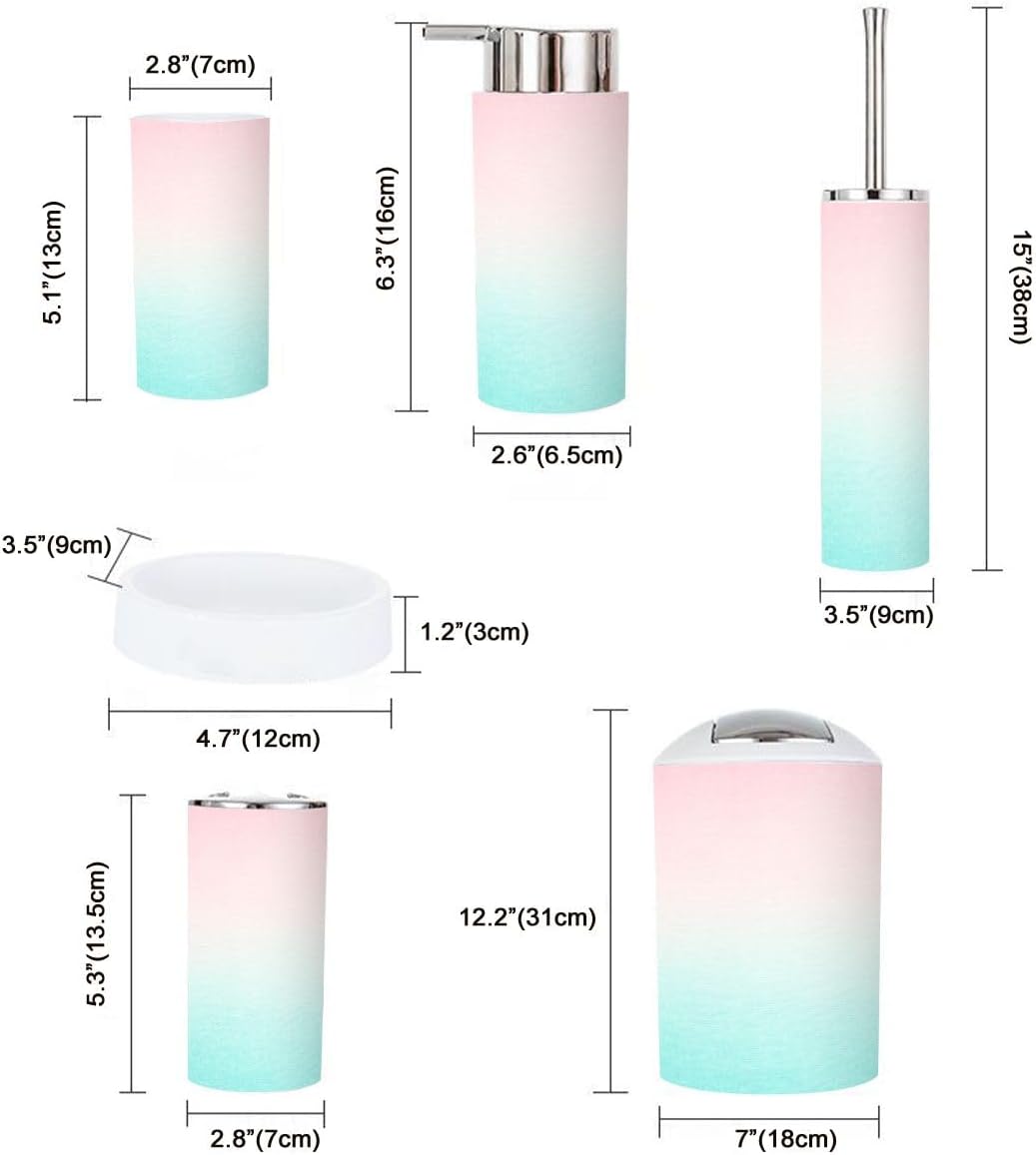 Boho Pastel Bathroom Accessory Set 6 Piece 1