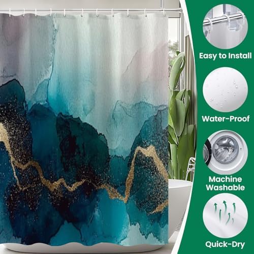 JCOOKLOFTS 4 Piece Shower Curtain Set with Rugs Mats and Lid Cover