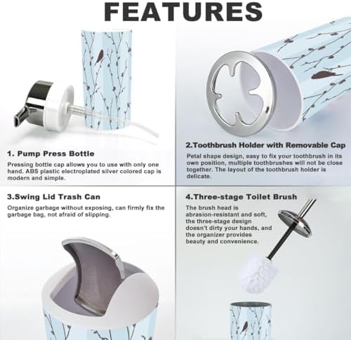 Bathroom Accessories Set 6 Pcs Durable Modern Organize