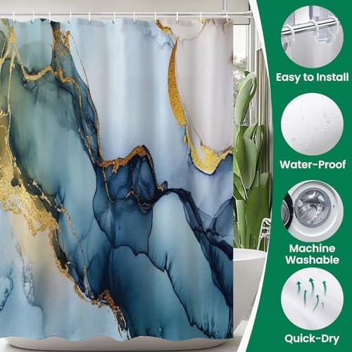 4 Piece Shower Curtain Set with Rugs Mats and Non-Slip Design