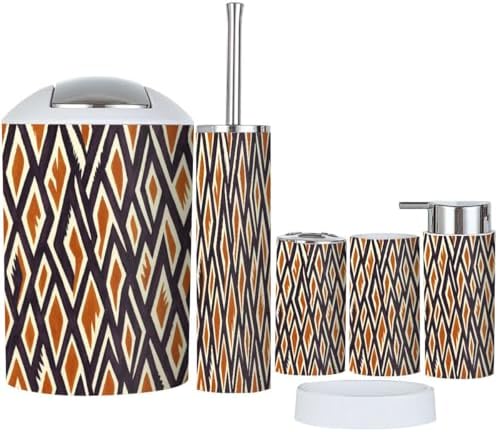 Boho Ikat Bathroom Accessory Set of 6