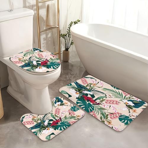 JCOOKLOFTS 4 Piece Tropical Flower Shower Set