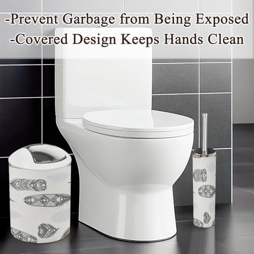 6 Pcs Bathroom Accessories Set with Feather Silhouettes Design