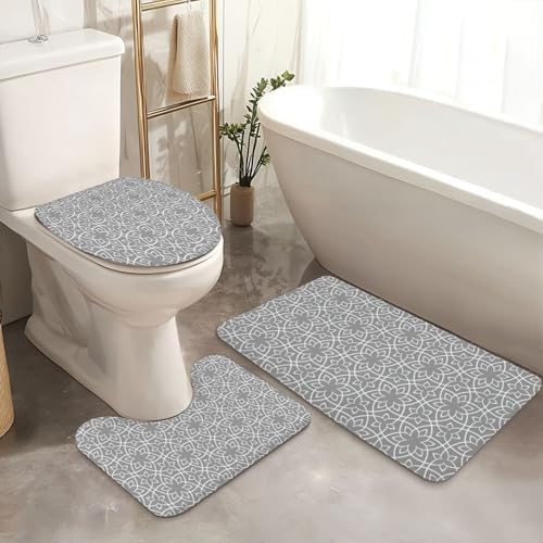 4 Piece JCOOKLOFTS Shower Set with Rugs Mats and Covers