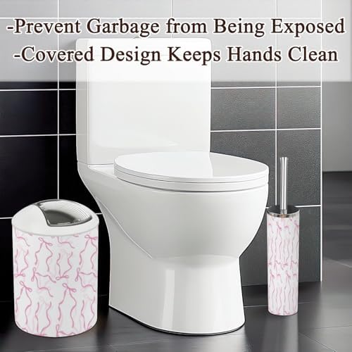 6 Piece Bathroom Accessories Set in Elegant Pink and White