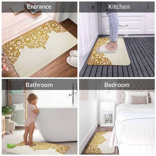 Lungtao Floral Border Bath Mat - Retro Victorian Style 20x31 Inch