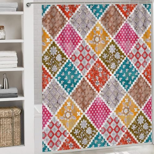 Kuizee 4-Piece Shower Curtain Set with Non-Slip Rugs and 12 Hooks