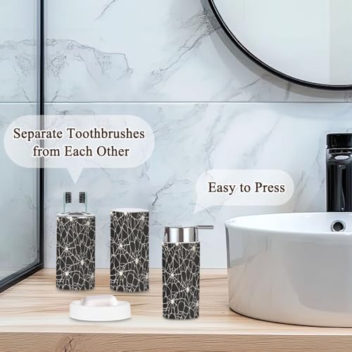 6 Piece Bathroom Accessories Set Spiderweb Pattern