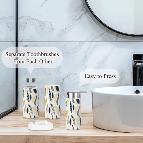 Bathroom Accessories Set 6 Pcs Feather Tribal Design