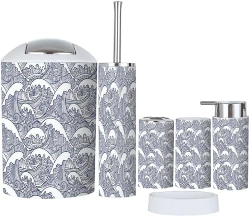 Bathroom Accessories Set 6 Pcs Durable Modern Storage