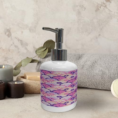 Ambesonne Bohemian Soap Toothbrush Holder Set 2 Pcs Ceramic Quartz Peach and Pink