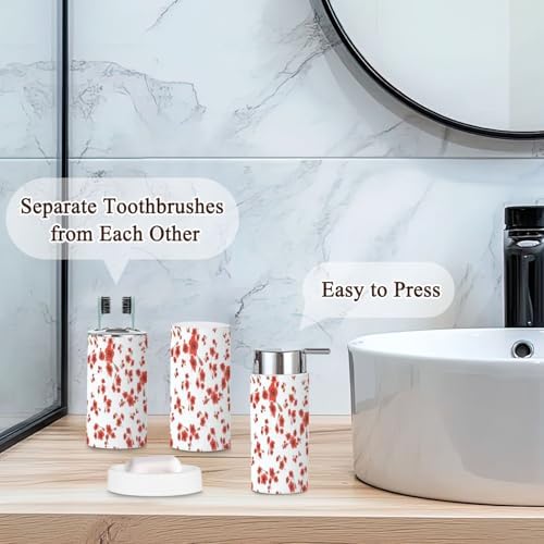 6 Piece Bathroom Accessories Set with Red Toss