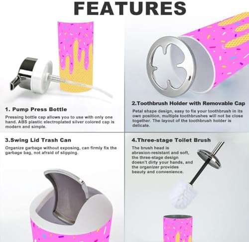 Bathroom Accessories Set 6 Pcs Waffle Cone Design