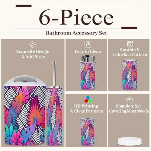 6 Piece Bathroom Accessories Set Exotic Leaves