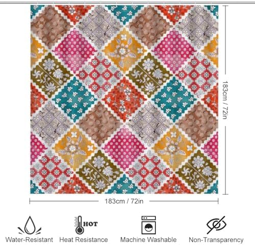 Kuizee 4-Piece Shower Curtain Set with Non-Slip Rugs and 12 Hooks