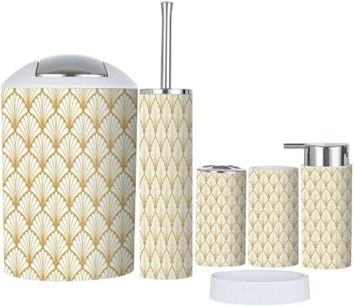 Modern Bathroom 6-Piece Accessories Set with Geometric Design