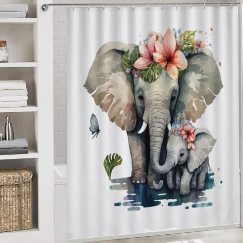 Kuizee 4 Piece Shower Curtain Set with Rugs and 12 Hooks 1