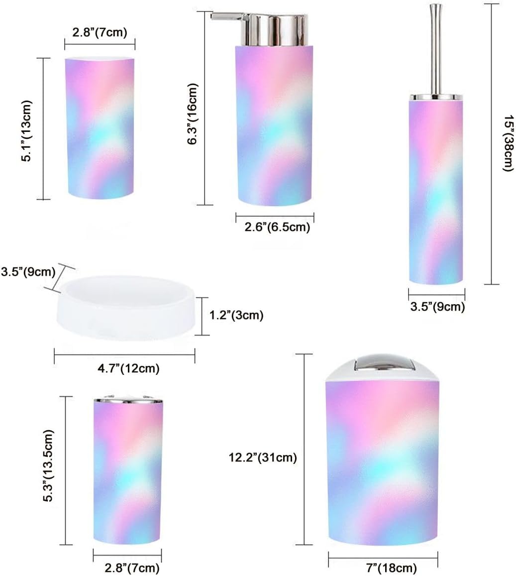 Boho Pastel Iridescent Rainbow Trash Can Set