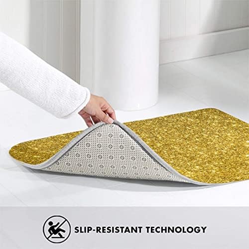 Meaudiwes Bathroom Rug 16x24 Inches Gold Bling Glitter Non-Slip