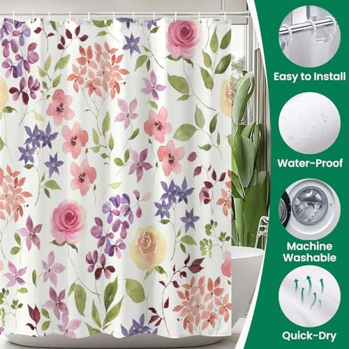 4-Piece Shower Curtain Set with Rugs and Mats