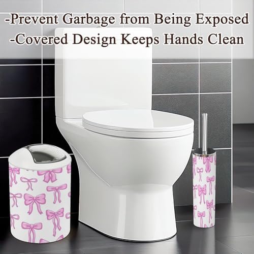 6-Piece Bathroom Accessories Set with Pink Bow Ribbon