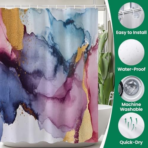4 Pieces Shower Curtain Set with Mats and Non-Slip Design
